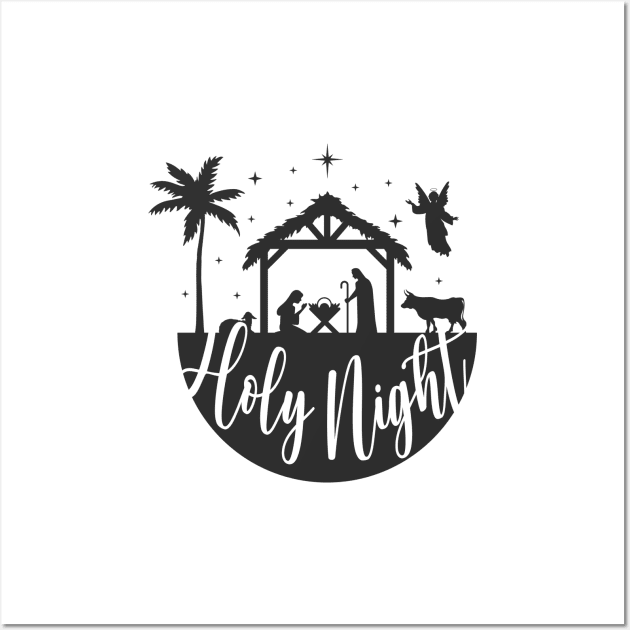 Holy Night, nativity scene, Cristian Christmas Wall Art by BadrooGraphics Store